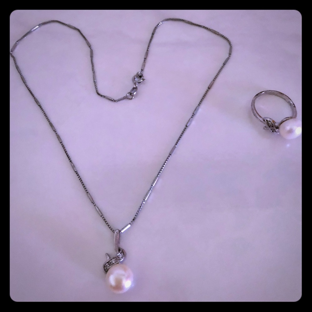 Pearl Necklace Ring set